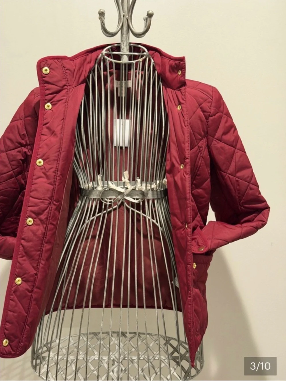 BUNDLE OF 2: J. Crew Quilted Wine Red & Navy Blue Puffer Jackets with Gold Snaps